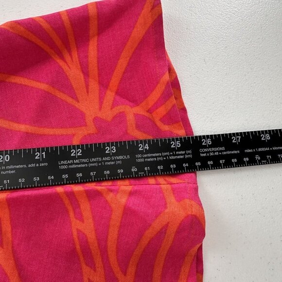Orange & Pink Floral A-Line Skirt Size 14 By Appraisal Ramie & Rayon Blend Retro - Picture 6 of 7